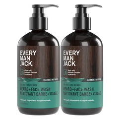 Every Man Jack Beard + Face Wash, Cleans and Helps Condition and Soften Your Beard and Skin Underneath - Naturally Derived with Aloe and Glycerin- 6.7 fl oz (Packof 2)