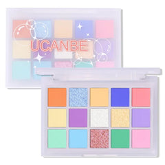 UCANBE 15 Color Eyeshadow Palette Collection – Vibrant Neon, Smoky & Neutral Shades – Highly Pigmented Matte, Shimmer & Glitter Finishes