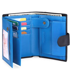 Sendefn Genuine Leather Trifold Wallet for Men - RFID Protection with 16 Card Slots & Coin Compartment