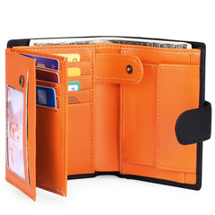 Sendefn Genuine Leather Trifold Wallet for Men - RFID Protection with 16 Card Slots & Coin Compartment