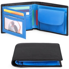 Sendefn RFID-Blocking Trifold Wallet for Men - Genuine Leather with 8 Card Slots