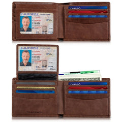 Serman Brands RFID Blocking Wallet for Men - Premium Full Grain Leather with 2 ID Windows, Bifold Top Flip