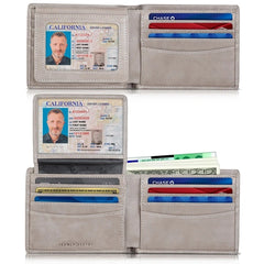 Serman Brands RFID Blocking Wallet for Men - Premium Full Grain Leather with 2 ID Windows, Bifold Top Flip