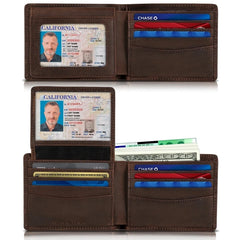 Serman Brands RFID Blocking Wallet for Men - Premium Full Grain Leather with 2 ID Windows, Bifold Top Flip