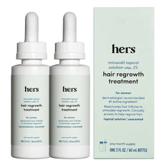 hers Hair Regrowth Treatment ,Topical Minoxidil 5% Foam for Women - Extra Strength, Supports Thicker, Fuller Hair, Non-Greasy - Unscented, 2 Pack