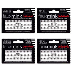 Ardell Faux Mink False Eyelashes, Individual Lashes Short, Black - Natural Look DIY Lash Clusters, Eyelash Extensions, 4 Pack