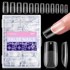 Glamonade Nail Tips Straight Tapered Square Extra Long Professional Half Cover Fake Nail for Acrylic Salons Home DIY