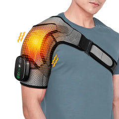 Democe Cordless Shoulder Heating Pad - Heated Wrap with 3 Vibration Modes for Women & Men
