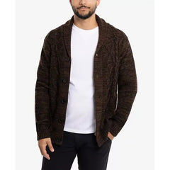X-Ray Men's Shawl Collar Cable Knit Cardigan