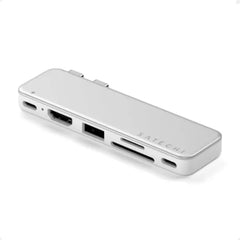 Satechi 6-in-2 USB-C Snap Hub, 4K/60Hz HDMI, for MacBook Neo | USB hub, 45W PD pass-through charging, SD & microSD card readers, 5 Gbps Type-A/Type-C data, for MacBook Neo