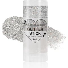 Mysense Carnival White Body Glitter Stick,Face Hair Glitter Gel for Women Kids,Sparkling Mermaid Sequins Chunky Glitter Face Paint Makeup,Singer Concert Outfit Festival Rave Accessories