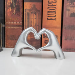 Lynagert Small Heart Hands Sculpture Decor for Living Room Bedroom Bookshelf Coffe Table and Office Display, Love Finger Statue Modern Aesthetic Home Decor, Unique Gift for Wedding Christmas Birthday