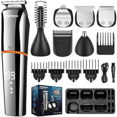 PRITECH Beard Trimmer for Men, 6 in 1 Hair Clippers Kit, Precision Cordless Grooming Kit Waterproof IPX6 for Beard, Hair, Body, Nose, Ear, with Foil Razor