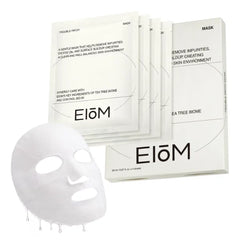 EIOM Trouble Patch Mask – Full Face Sheet Mask for Acne-Prone Skin | Sebum-Absorbing Oil Control, Pore Purifying, Tea Tree Biome, Korean Skincare Acne Face Mask, Hydrocolloid-Infused Sheet (20ml x 4)