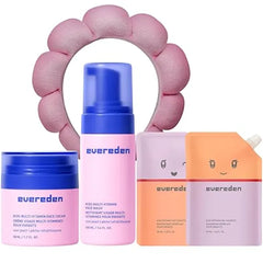 Evereden Kids Routine Bundle Detangling Shampoo and Conditioner + Multi Vitamin Face Wash and Face Cream for Kids