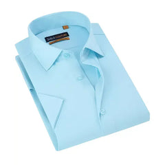 Suslo Couture Men's Slim Fit Performance Short Sleeves Solid Button Down Shirt