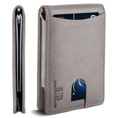 Serman Brands Money Clip Slim Wallet - RFID Blocking Minimalist Bifold for Men, Thin Front Pocket Design