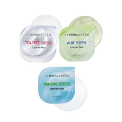 BRING GREEN Fresh Ball Pack Collection Charcoal Peel Off, Tea Tree Sleeping Pack & Wash-Off Masks with Artemisia, Oat Yogurt, Potato & Black Sugar for Pore Care, Calming & Hydration