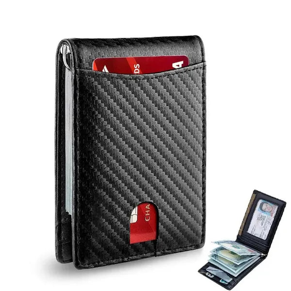 Hongan Slim Wallet for Men - Leather Bifold with RFID Blocking & Money Clip