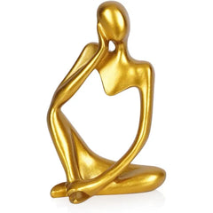 Ozzptuu Sandstone Resin Thinker Statue Style Abstract Sculpture, Sandstone, Left