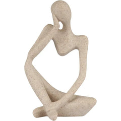 Ozzptuu Sandstone Resin Thinker Statue Style Abstract Sculpture, Sandstone, Left