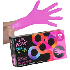 FRAMAR Pink Gloves Disposable Latex Free Pink Nitrile Gloves