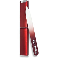 Bliss Kiss Simply Czech Crystal Glass Nail File w/ Case & Sleeve – Gentle, Durable Manicure Tool for Natural Nails (Small & Large Sizes)