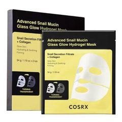COSRX Advanced Snail Mucin Glass Glow Hydrogel Face Masks Skincare 3 EA