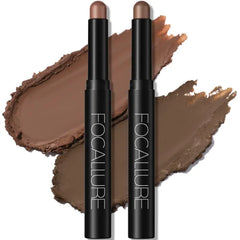FOCALLURE 2 Pcs Cream Eyeshadow Stick,Brightener Eyeshadow Pencil Crayon,Highlighter Eye Shadow Stick Sets with Crease-proof Formula,Long Lasting Waterproof Eye Shadow Make Up