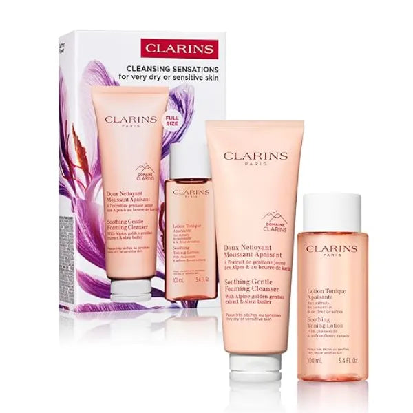 Clarins Soothing Gentle Foaming Face Cleanser Cleanses, Soothes, and Comforts Contains Nourishing Shea Butter Soap Free SLS Free Very Dry or Sensitive Skin Types