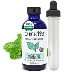 PURA D'OR Organic Essential Oil (4oz with Glass Dropper) - 100% Pure, Natural, Therapeutic Grade for Hair, Skin, Body & Aromatherapy Diffuser
