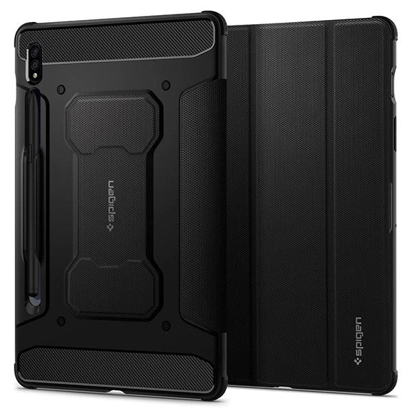 Spigen Rugged Armor Pro Case with S Pen Holder designed for Samsung Galaxy Tab S8 and S7 – Black