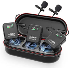 SYNCO G2(A2) PRO Wireless Lavalier Mic System – Dual Transmitter, 48KHz 24Bit, 656FT Range, 8H Battery, Charging Case, for Vlogging, Live Streaming, YouTube, Camera, Smartphone & Tablet