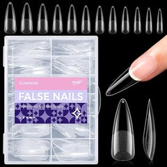 Glamonade Nail Tips Straight Tapered Square Extra Long Professional Half Cover Fake Nail for Acrylic Salons Home DIY