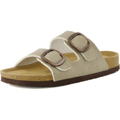 CUSHIONAIRE Lang Slip On Cork Footbed Womens Sandals - Comfortable Slides with Adjustable Buckle Flat Sandals for Women 2025