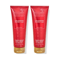 Bath & Body Works Ultimate Hydration Body Cream 8 fl oz (Pack of 2) – Golden Eclipse, Hello Beautiful, Strawberry Poundcake – Deep Moisturizing Shea Body Cream for Women