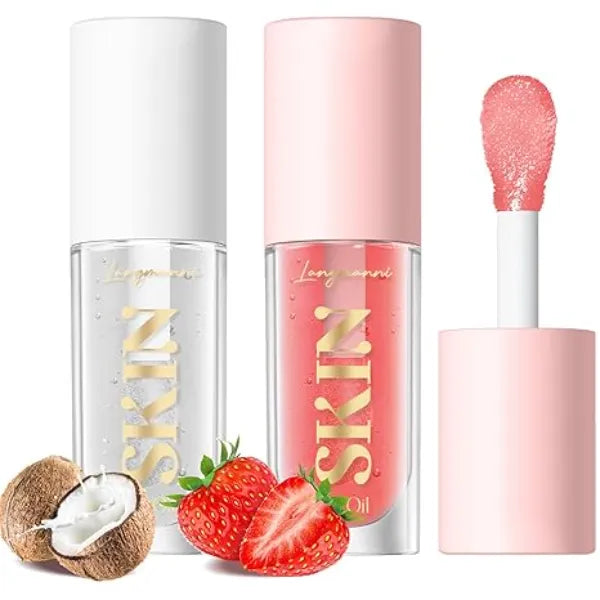 LANGMANNI Lip Oil,No Sticky Gloss Lip Balm Lip Care,Fruit Flavoured Lip Oil For Dry Lip's Moisturizing Hydrating And Nourishing