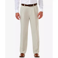 Haggar Men's Expandable Waist Pleated Stretch Dress Pants