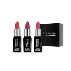 Claraline Matte Lipstick Makeup Set for Women, 3 Pcs, Fashionable Colors, Paraben Free, Non-Sticky, Long Lasting Wear, Gift Set