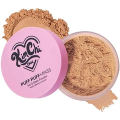 KimChiChic Beauty Puff Puff Pass Set and Bake Setting Powder for Makeup, Extra Fluffy Loose Face Powder Poof, Soft Natural Face Makeup for Uneven Skin Tone