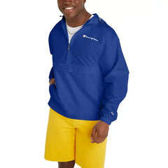 Men's Packable Half-Zip Hooded Water-Resistant Jacket