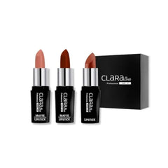 Claraline Matte Lipstick Makeup Set for Women, 3 Pcs, Fashionable Colors, Paraben Free, Non-Sticky, Long Lasting Wear, Gift Set