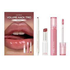 rom&nd Volume Hack Trio Set | Plumping, Hydrating K-Beauty Lip Kit for High-Shine, Plumping Gloss, Hydrating Balm & Smooth Liner