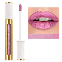 MAKI YIKA Metallic Pink Lipstick Long Lasting Hot Pink Lipsticks for Women, High Shine Glitter Lipstick No Smudge Transferproof Liquid Lip Gloss