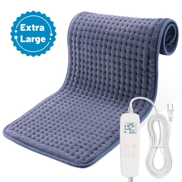 TCVOR King Size Electric Heating Pad for Back, Neck & Period Pain Relief – 17''x33'', 6 Heat Settings, Auto Shut Off