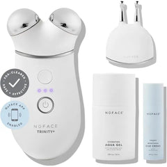 NuFACE TRINITY+ Microcurrent Facial Device Kit  FDA Cleared Face Sculpting & Neck Tightening Device to Contour Cheeks & Brows + Microcurrent Gel Activator