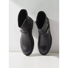MAX FASHION Stud Detail Ankle Boots-Black