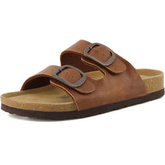 CUSHIONAIRE Lang Slip On Cork Footbed Womens Sandals - Comfortable Slides with Adjustable Buckle Flat Sandals for Women 2025