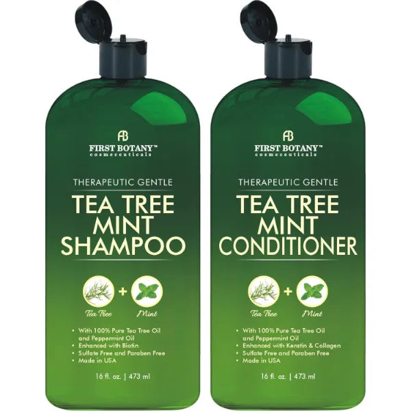 First Botany Therapeutic Shampoo & Conditioner Set – Sulfate-Free Scalp Care for Dandruff, Itch Relief & Hair Growth (16 fl oz x 2)