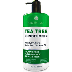 BELLISSO Sulfate & Paraben Free Conditioner with Biotin, Argan, Keratin & Tea Tree Oil – Deep Moisturizing, Anti Frizz & Anti Dandruff Treatment for Dry, Damaged, Color Treated & Curly Hair – For Women & Men
